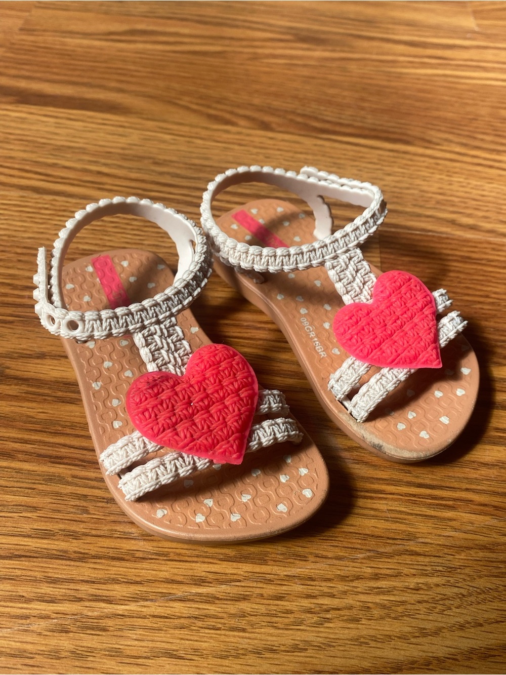 Ipanema White Braided Sandals with Pink Heart